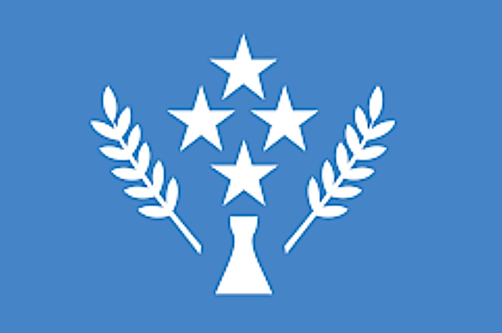 Kosrae State Flag Car Sticker with Text "KOSRAE"